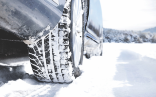 Car tires in snow